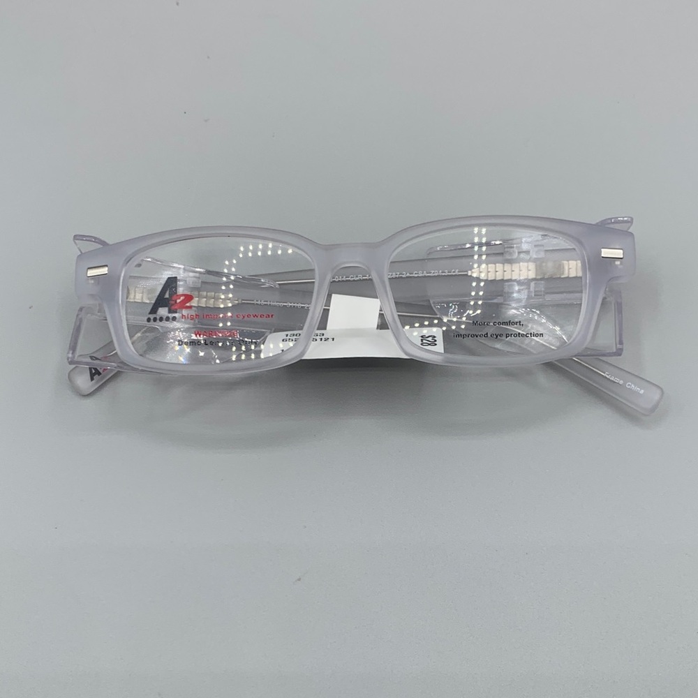 A-2 Clear Frosted Plastic Eye Glasses Side Shields Frames Only